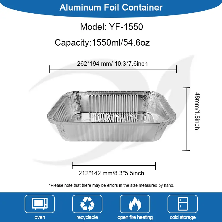 Contenitori in alluminio in alluminio barbecue rettangolare