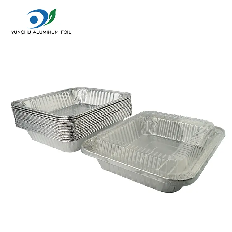 Contenitori in alluminio argento da takeaway rettangolare