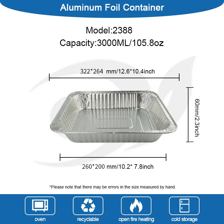 Contenitori in alluminio argento da takeaway rettangolare