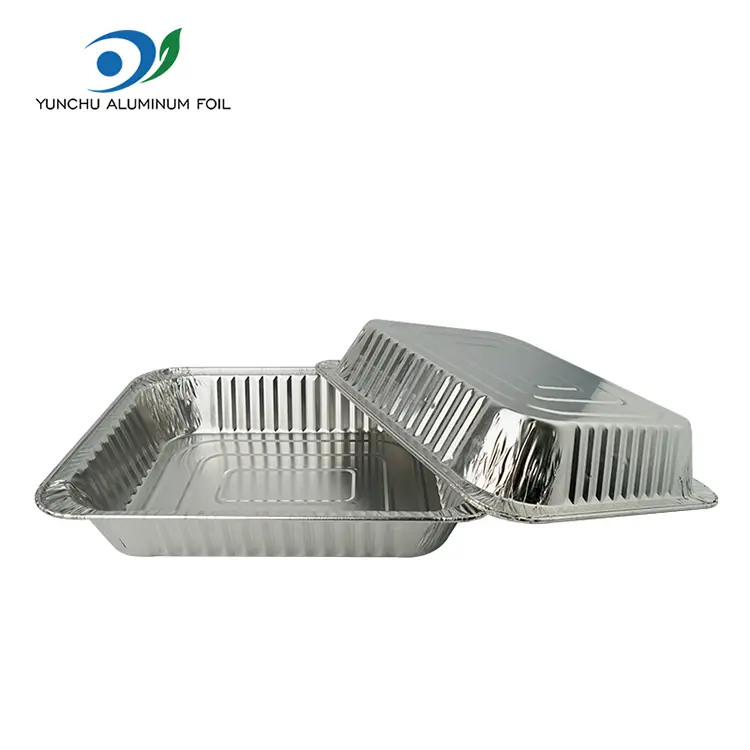 Contenitori in alluminio argento da takeaway rettangolare