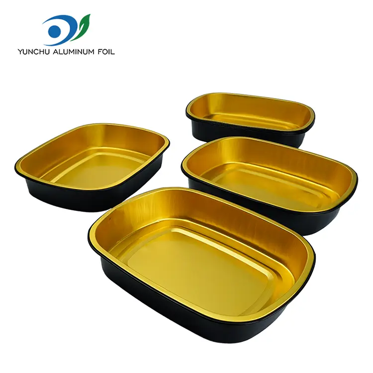 Contenitori in alluminio rettangolare in alluminio rettangolare in oro nero