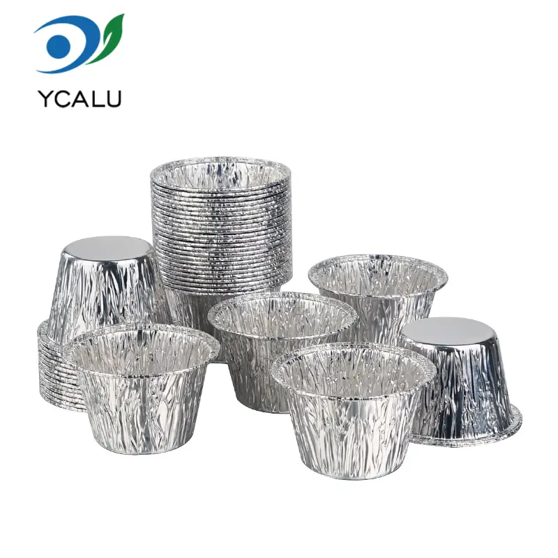Contenitori monouso in foglio di alluminio color argento per mini tazza da torta