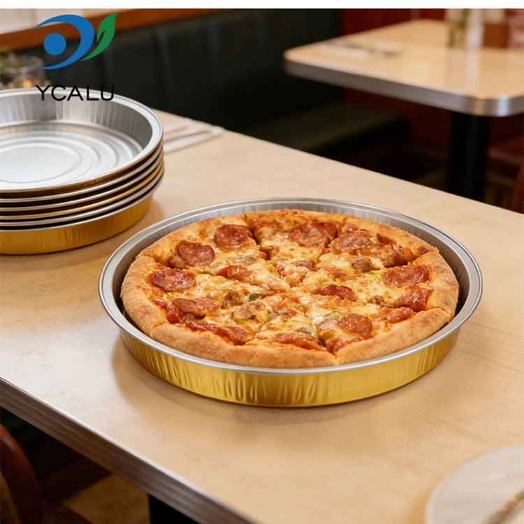 Teglia per pizza usa e getta Contenitori rotondi in foglio di alluminio Teglia per pizza usa e getta Contenitori rotondi in foglio di alluminio