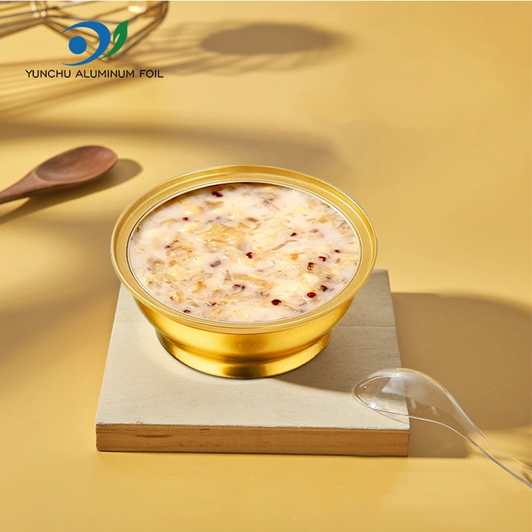 Scatola da asporto rotonda usa e getta piccola ciotola dorata Contenitori in foglio di alluminio