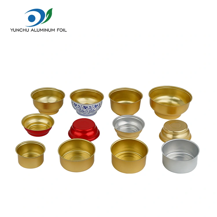 Scatola da asporto rotonda usa e getta piccola ciotola dorata Contenitori in foglio di alluminio