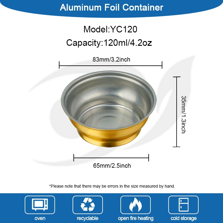 Scatola da asporto rotonda usa e getta piccola ciotola dorata Contenitori in foglio di alluminio