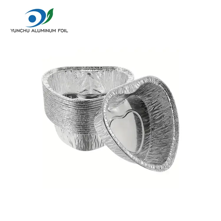 Contenitori in alluminio argento a forma di torta a forma di cuore