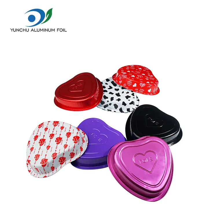 Calco di pasta a forma di cuore Contenitori in alluminio liscio in alluminio