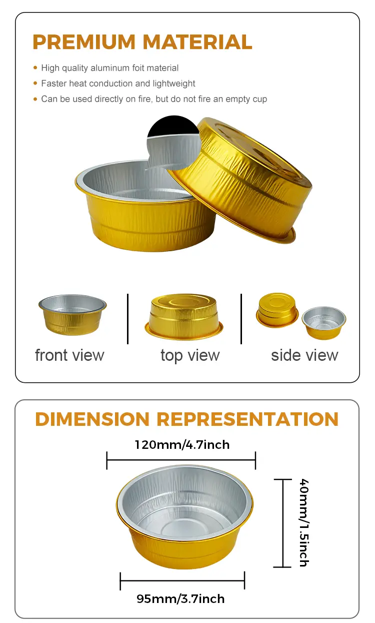 Disposable catering Golden Round Aluminum Foil Containers