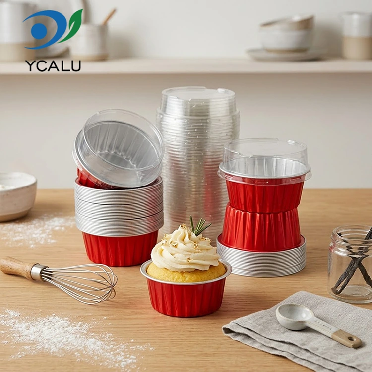 Cupcakes colorati cotti una sola volta Contenitori in foglio di alluminio a pareti lisce