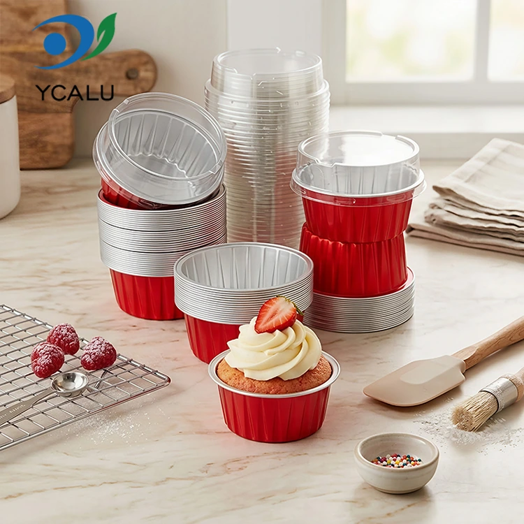 Cupcakes colorati cotti una sola volta Contenitori in foglio di alluminio a pareti lisce