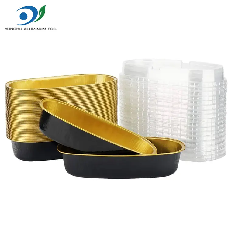 Contenitori di lamina in alluminio di colore ovale Contenitori di lamina in alluminio di colore ovale