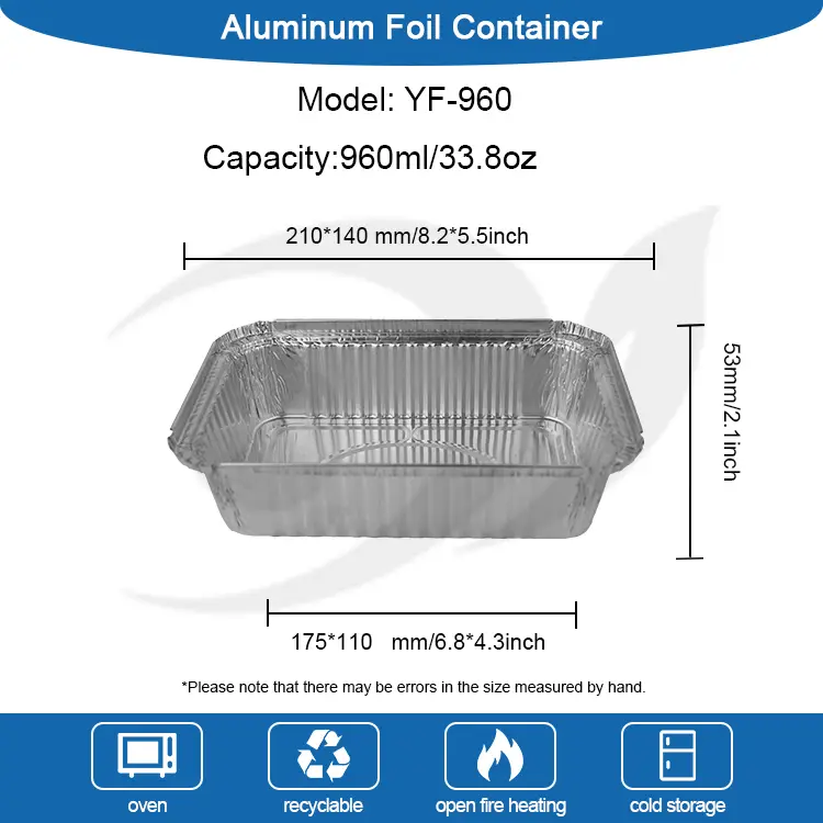 Contenitori in alluminio argento friggitore rettangolare