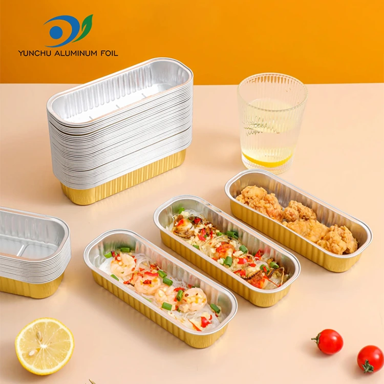 Torta di cottura rettangolare Contenitori in alluminio liscio in alluminio