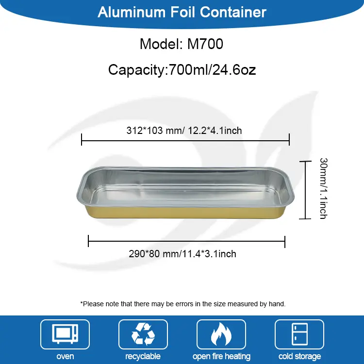 Pane rettangolare contener di lamina in alluminio liscio