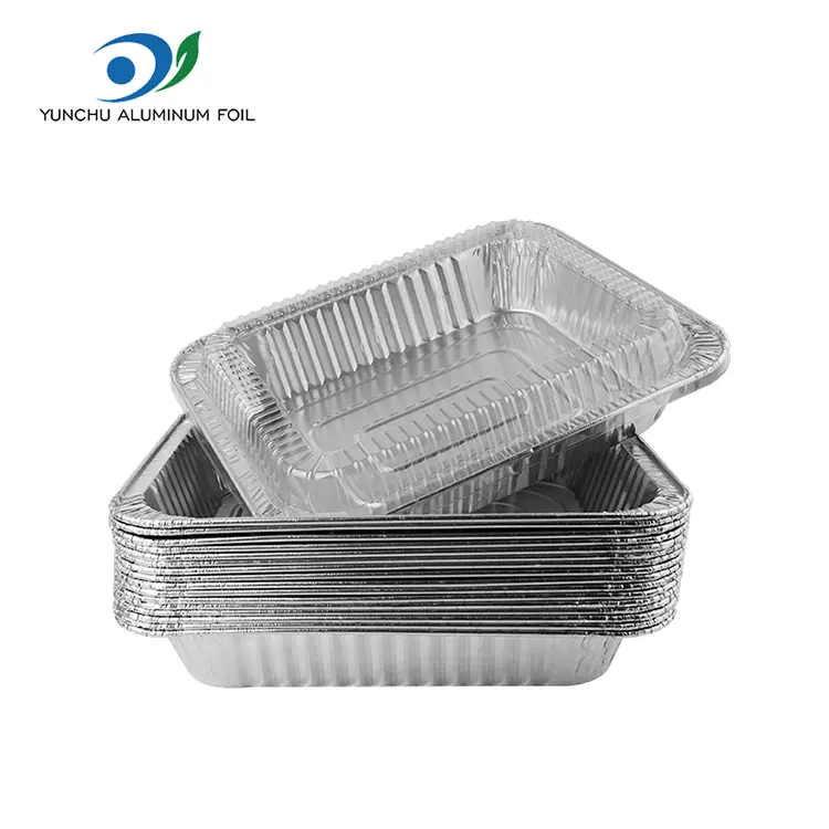 Contenitori in alluminio argento da takeaway rettangolare