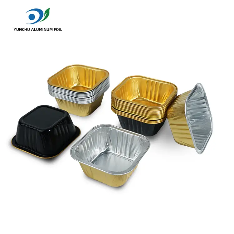 Torte di cottura quadrata contenitori in alluminio liscio in alluminio Torte di cottura quadrata contenitori in alluminio liscio in alluminio