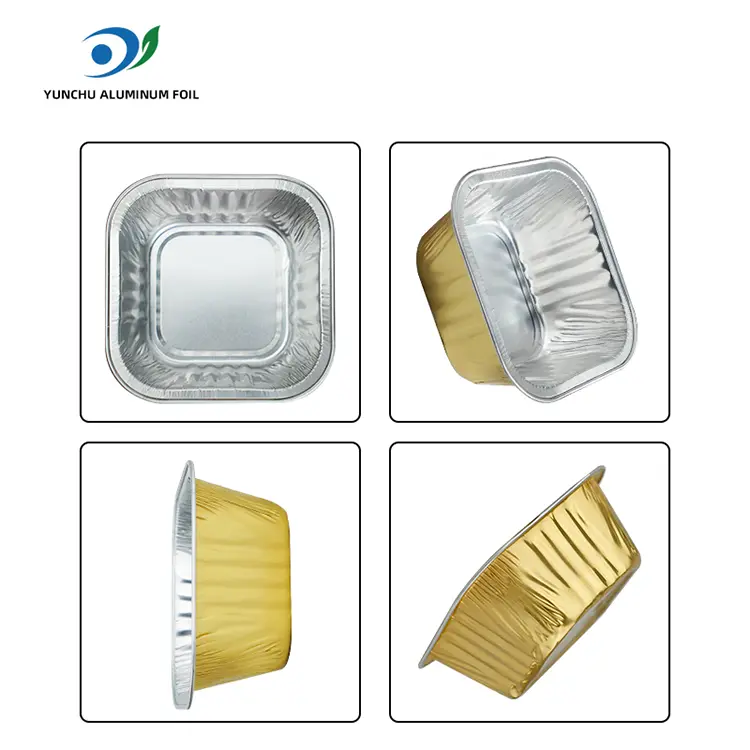 Torte di cottura quadrata contenitori in alluminio liscio in alluminio