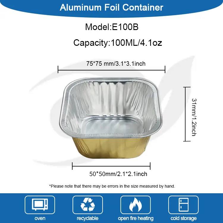 Torte di cottura quadrata contenitori in alluminio liscio in alluminio