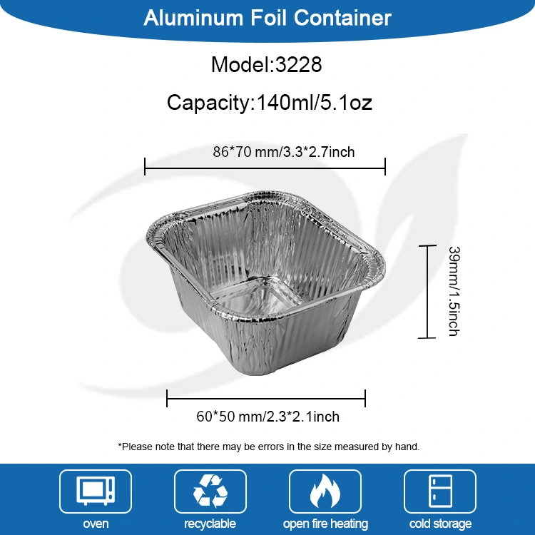 Tela da formato quadrato friggitore aria contenitori in alluminio in alluminio