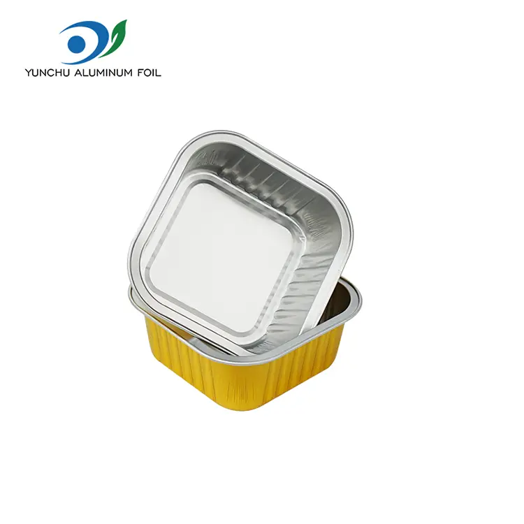 Contenitori in alluminio a tazza di torta quadrata