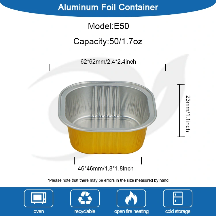 Pirottini quadrati da dessert Contenitori in foglio di alluminio a pareti lisce