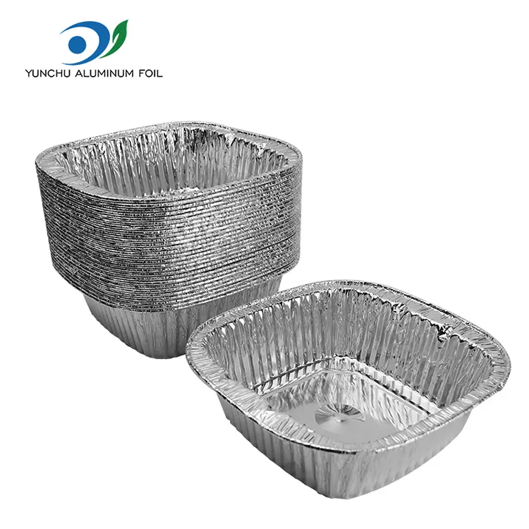 Contenitore in alluminio da asporto argento quadrati