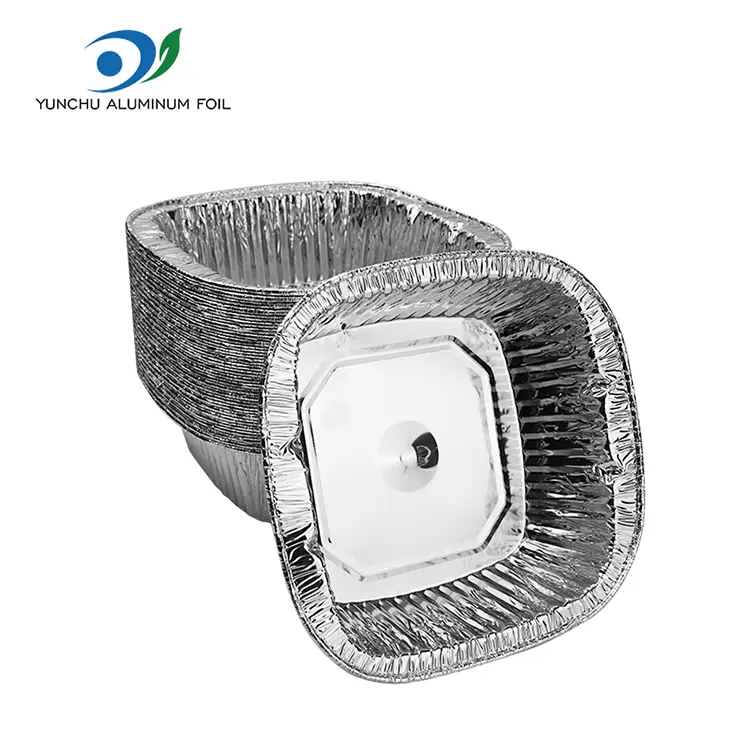 Contenitore in alluminio da asporto argento quadrati