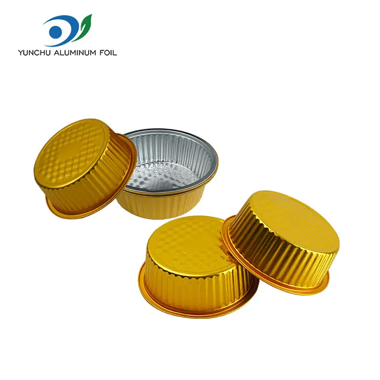 Takeaway piccoli contenitori in alluminio arrotondati.