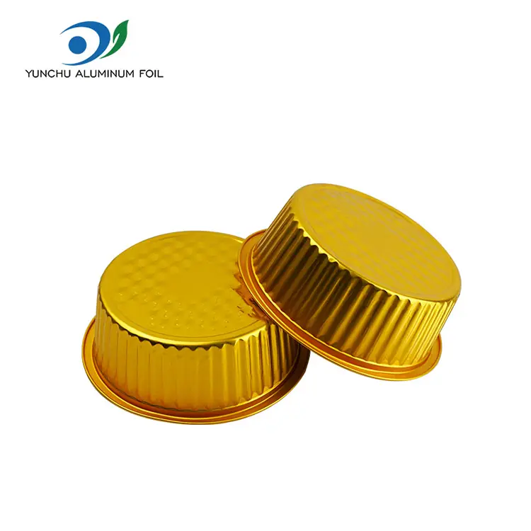 Takeaway piccoli contenitori in alluminio arrotondati.